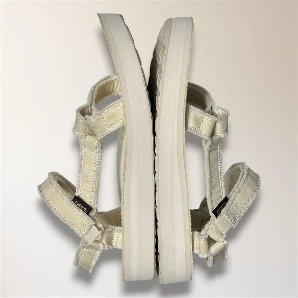 Teva Midform Universal Chunky Platform Slingback Sandals Womens 10 Ivory Travel‎